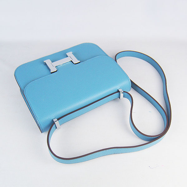 7A Hermes Oxhide Leather Message Bag Blue H017 - Click Image to Close